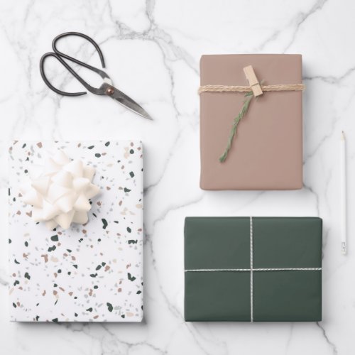 Minimalist Pastel Blush Pink Green Terrazzo Gift  Wrapping Paper Sheets