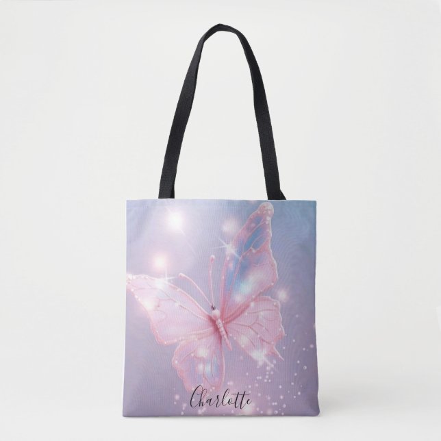 Minimalist Pastel Butterfly Tote Bag (Front)