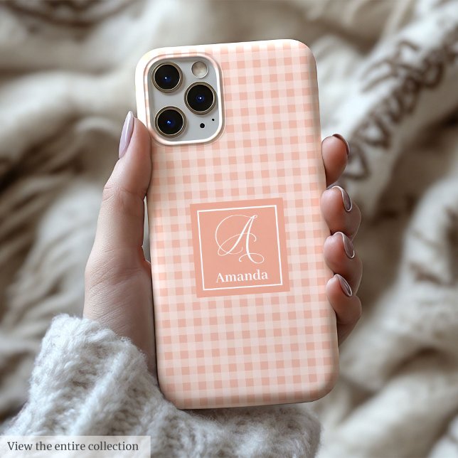 Minimalist Pastel Coral iPhone Case Name Monogram (Minimalist Pastel Coral iPhone Case Name Monogram)