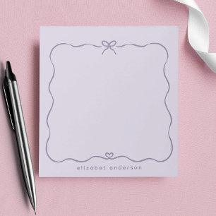 Minimalist Pastel Cute Bow Monogram Name  Notepad