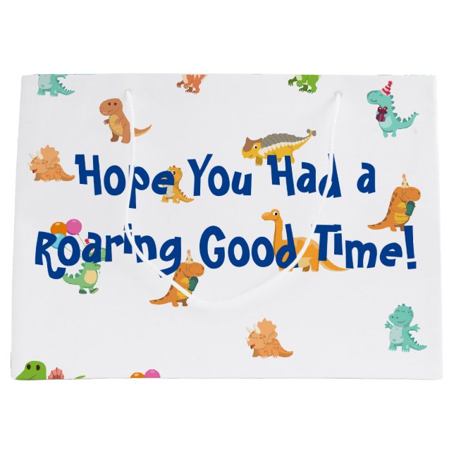 Minimalist Pastel Dinosaur Party Favor Bags (Front)
