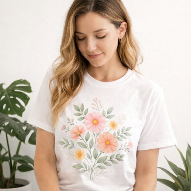 Minimalist Pastel Floral Bouquet Tri-Blend Shirt (Creator Uploaded)