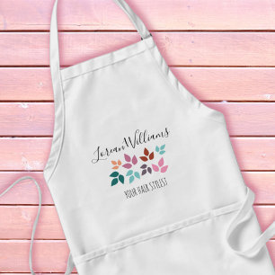 Minimalist Pastel Floral Hair Stylist Boho Leafy Adult Apron