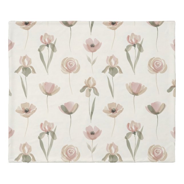 Minimalist Pastel Floral King Duvet (Back)