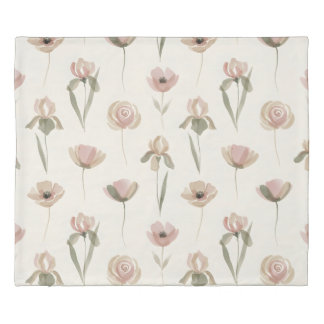 Minimalist Pastel Floral King Duvet Cover