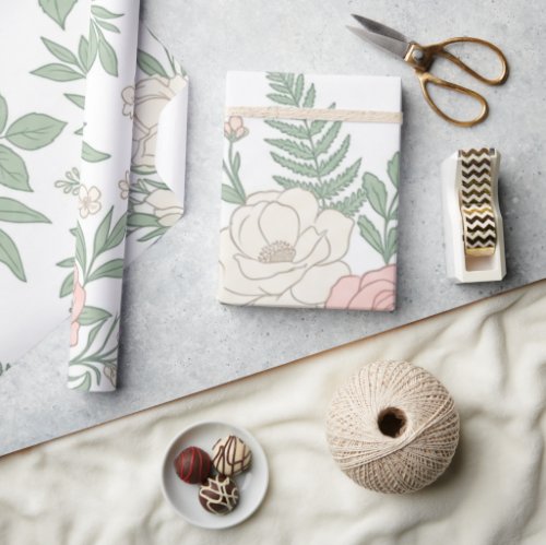 Minimalist Pastel Floral Pattern Wrapping Paper