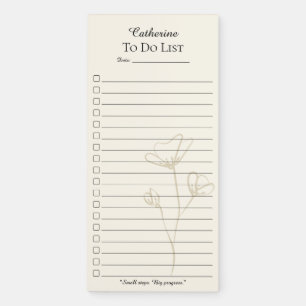 Minimalist Pastel Floral To Do List Pad/Checklist Magnetic Notepad