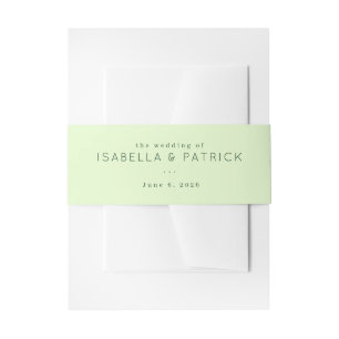 Minimalist Pastel Green Wedding Invitation Belly Band