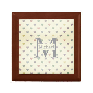 Minimalist Pastel Heart Pattern Custom Monogram  Gift Box