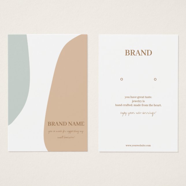 Minimalist Pastel Jewelry Earring Display Card (Front & Back)