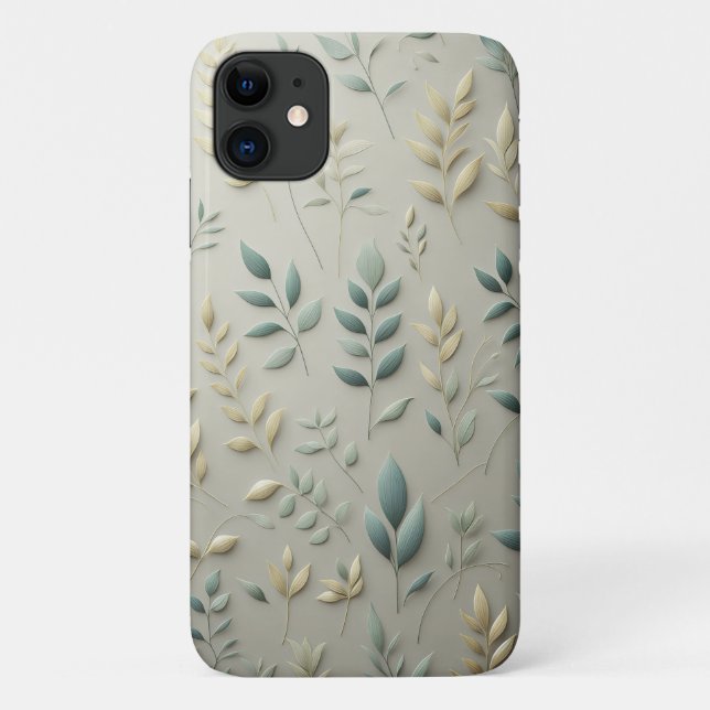 Minimalist Pastel Leaf Paper Cut Art - Modern Bota Case-Mate iPhone Case (Back)