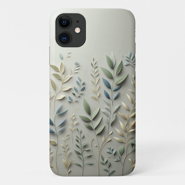 Minimalist Pastel Leaf Paper Cut Art - Modern Bota Case-Mate iPhone Case (Back)