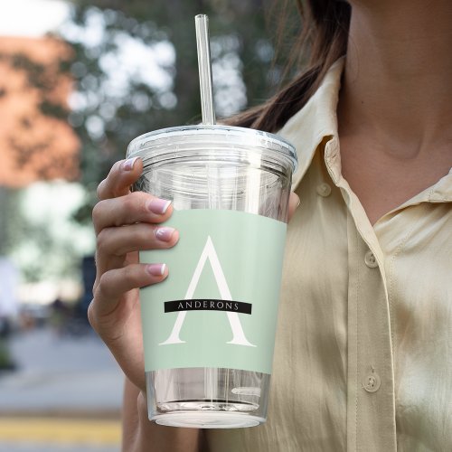 Minimalist Pastel Mint Personalized Name Acrylic Tumbler