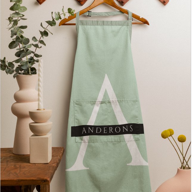 Minimalist Pastel Mint Personalized Name Apron (Creator Uploaded)