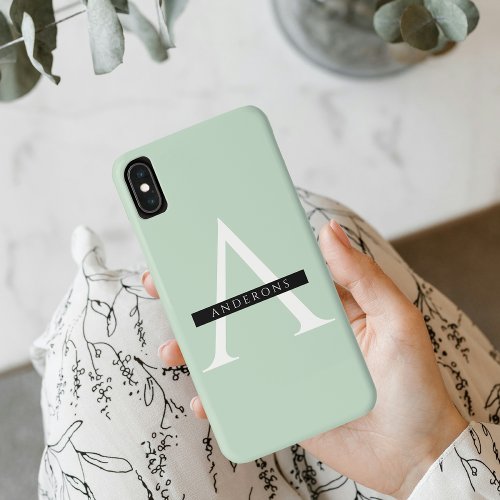 Minimalist Pastel Mint Personalized Name iPhone XS Max Case