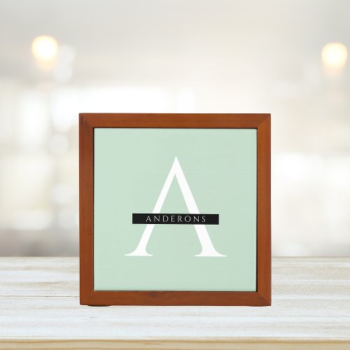 Minimalist Pastel Mint Personalized Name Desk Organizer