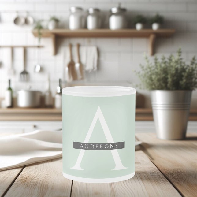 Minimalist Pastel Mint Personalized Name Frosted Glass Coffee Mug (Creator Uploaded)