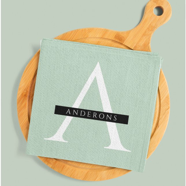 Minimalist Pastel Mint Personalized Name Kitchen Towel (Creator Uploaded)
