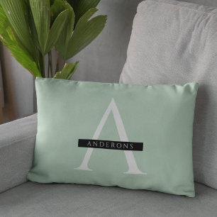 Minimalist Pastel Mint Personalized Name Lumbar Pillow