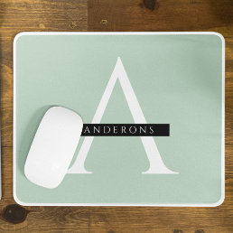 Minimalist Pastel Mint Personalized Name Mouse Pad