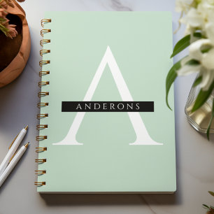 Minimalist Pastel Mint Personalized Name Notebook