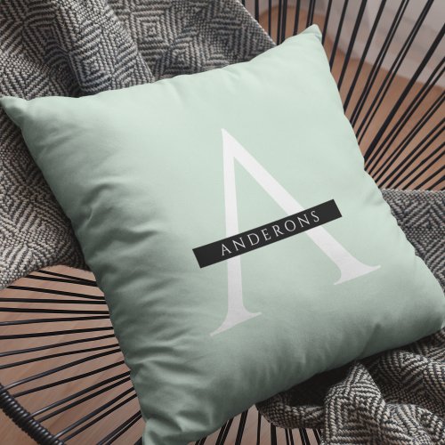 Minimalist Pastel Mint Personalized Name Outdoor Pillow