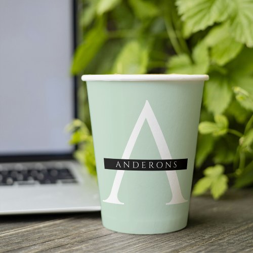 Minimalist Pastel Mint Personalized Name Paper Cups