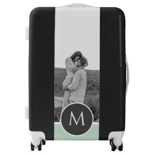 Minimalist Pastel Mint Personalized Name & Photo Luggage
