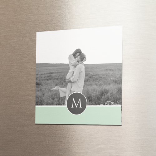Minimalist Pastel Mint Personalized Name  Photo Magnet