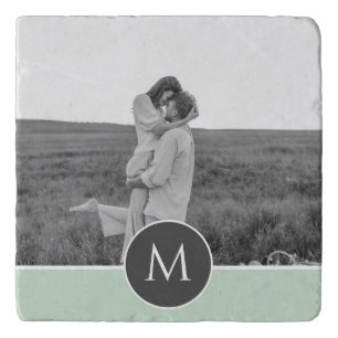 Minimalist Pastel Mint Personalized Name & Photo Trivet