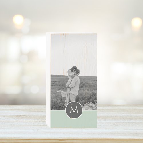 Minimalist Pastel Mint Personalized Name  Photo Wooden Box Sign