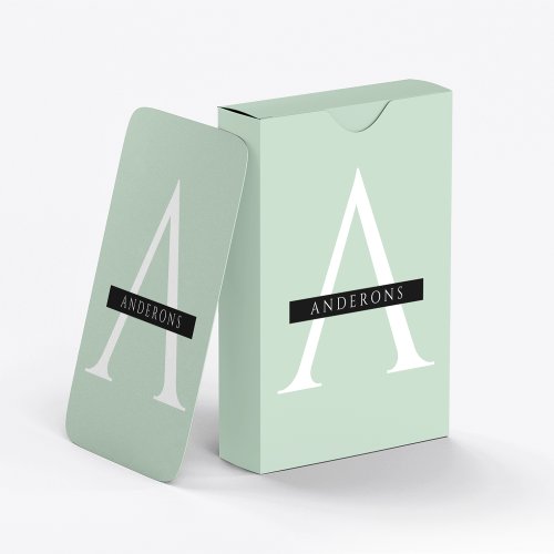 Minimalist Pastel Mint Personalized Name Playing Cards