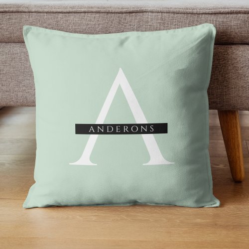 Minimalist Pastel Mint Personalized Name Throw Pillow