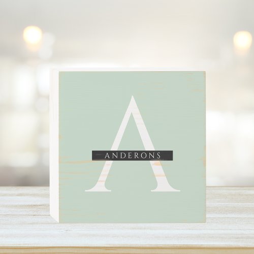 Minimalist Pastel Mint Personalized Name Wooden Box Sign
