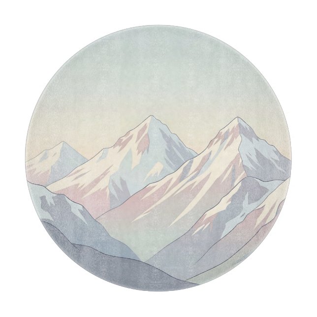 Minimalist Pastel Mountain Range Landscape Cutting Board (Front)