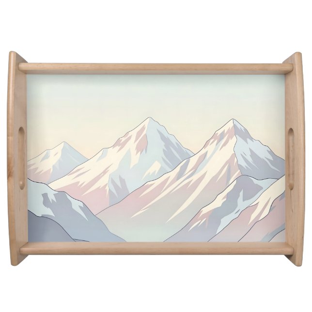 Minimalist Pastel Mountain Range Landscape Serving Tray (Front)