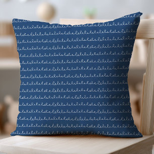 Minimalist Pastel Navy Swirls Boho Nursery Throw Pillow