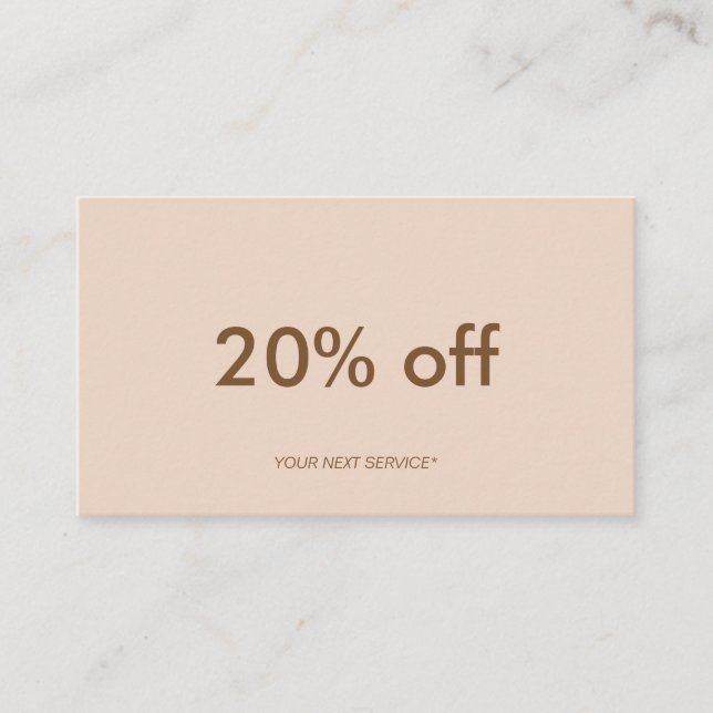 Minimalist Pastel Peach Discount Coupon Card (Front)