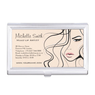 Minimalist Pastel Peach Elegant Feminine Makeup Case For Business Cards