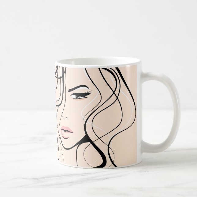 Minimalist Pastel Peach Elegant Feminine Makeup Coffee Mug (Right)