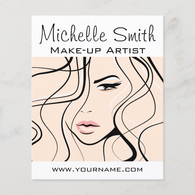 Minimalist Pastel Peach Elegant Feminine Makeup Flyer (Front)