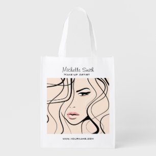 Minimalist Pastel Peach Elegant Feminine Makeup Grocery Bag