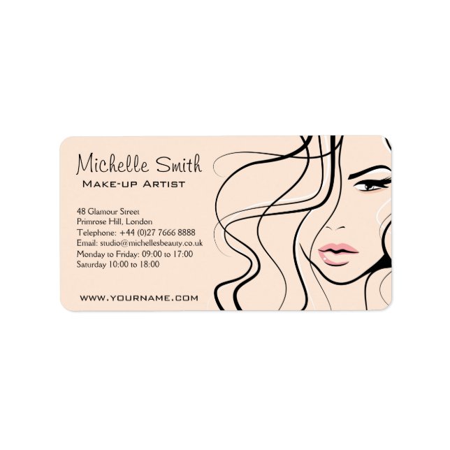 Minimalist Pastel Peach Elegant Feminine Makeup Label (Front)
