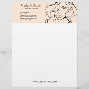 Minimalist Pastel Peach Elegant Feminine Makeup Letterhead