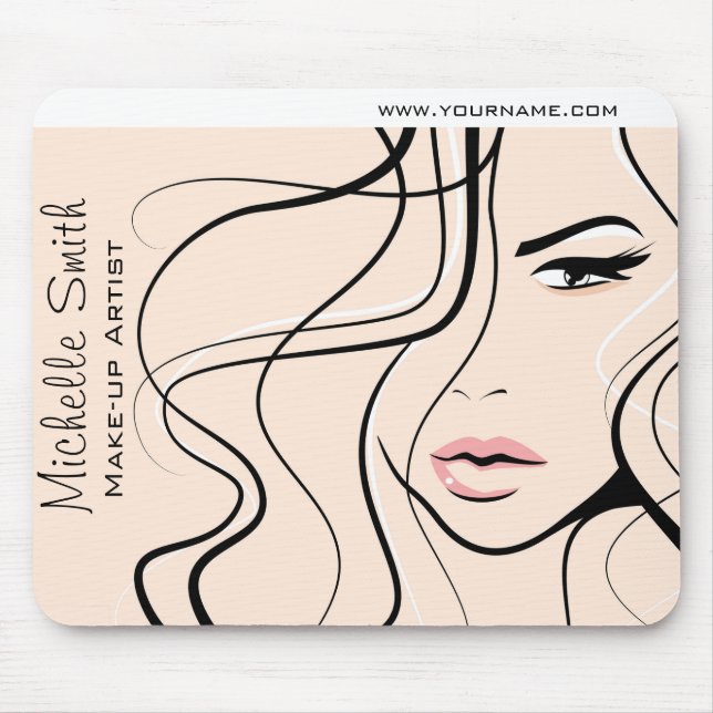 Minimalist Pastel Peach Elegant Feminine Makeup Mouse Pad (Front)