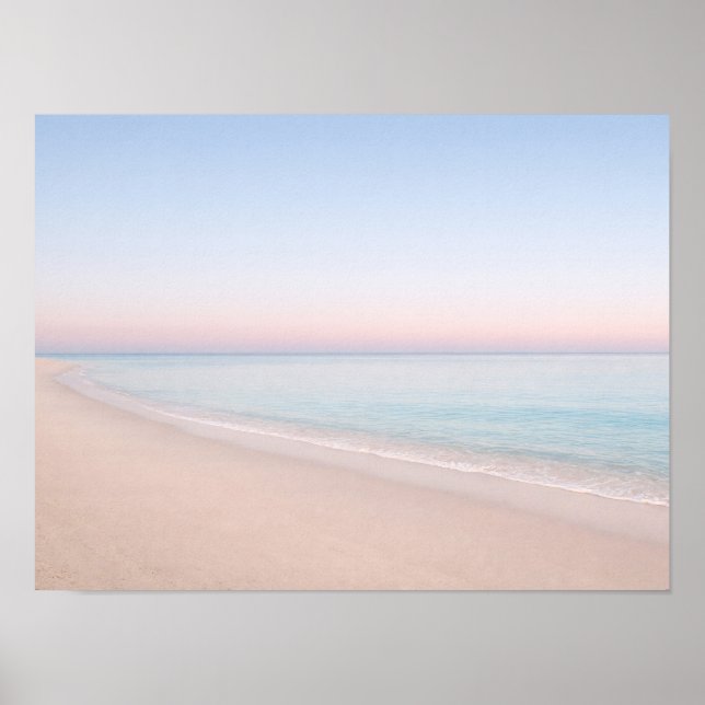 Minimalist Pastel Pink Beach Ocean Horizon Poster (Front)