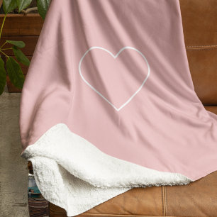 Minimalist Pastel Pink Heart Cozy Sherpa Blanket