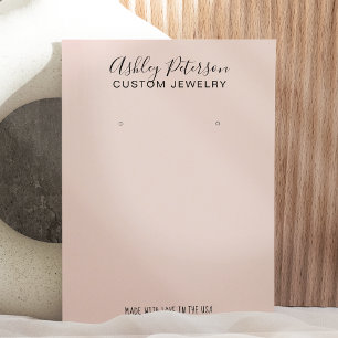 Minimalist pastel pink jewelry earring display business card