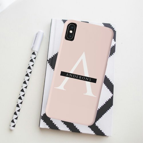 Minimalist Pastel Pink Personalized Name iPhone XS Max Case