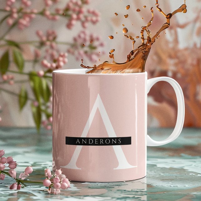 Minimalist Pastel Pink Personalized Name Coffee Mug (Creator Uploaded)